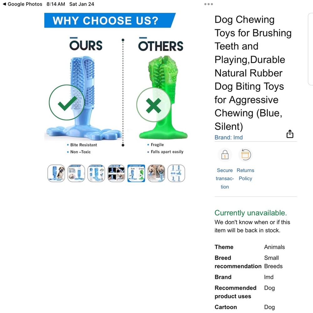 🩵 Blue Rubber Pet Delay Chew Toy - Picture 11 of 14